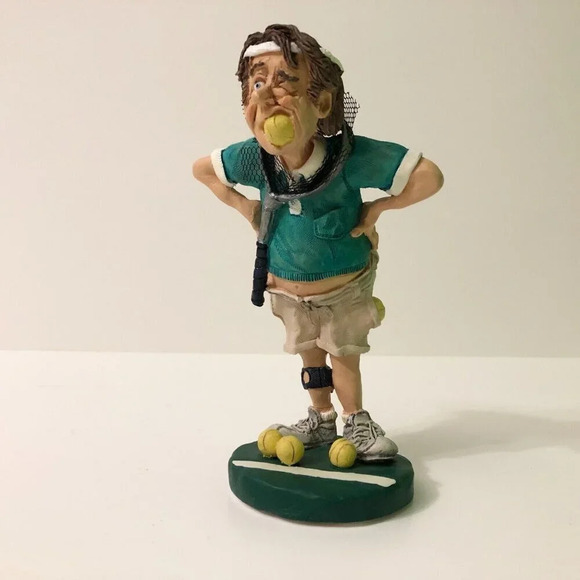 Doug Harris Tennis Player Causing A Racket Russ Berrie Statue - Picture 1 of 16